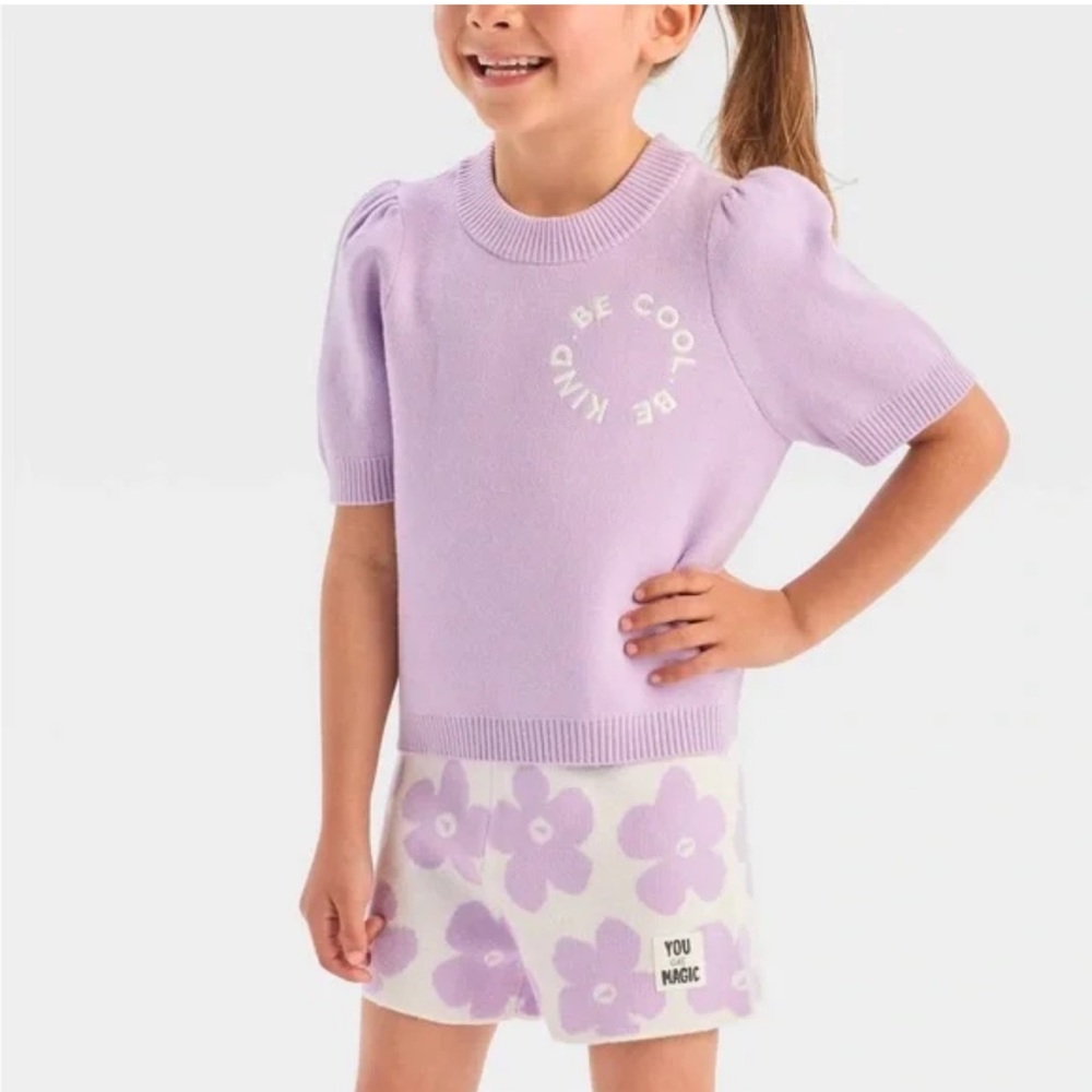 Lilac Kids Knit Skirt Set